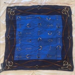 Ralph Lauren Blue Equestrian Scarf 100% silk